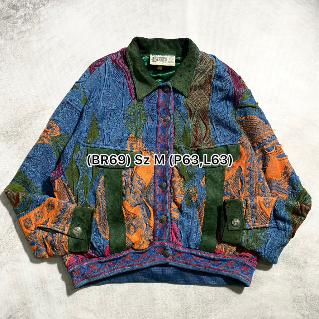 Coogi blue knitwear jacket