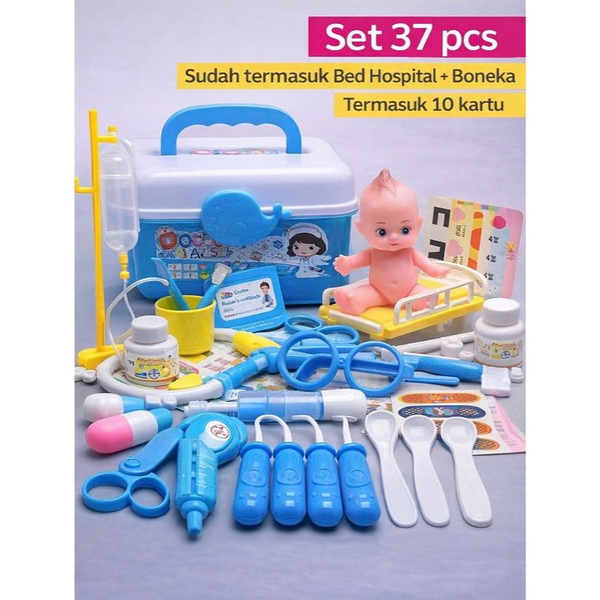 MAINAN DOKTER ANAK SET ISI 39 PCS / MAINAN MEDICAL DOKTER ANAK SET LENGKAP / BAJU DOKTER ANAK