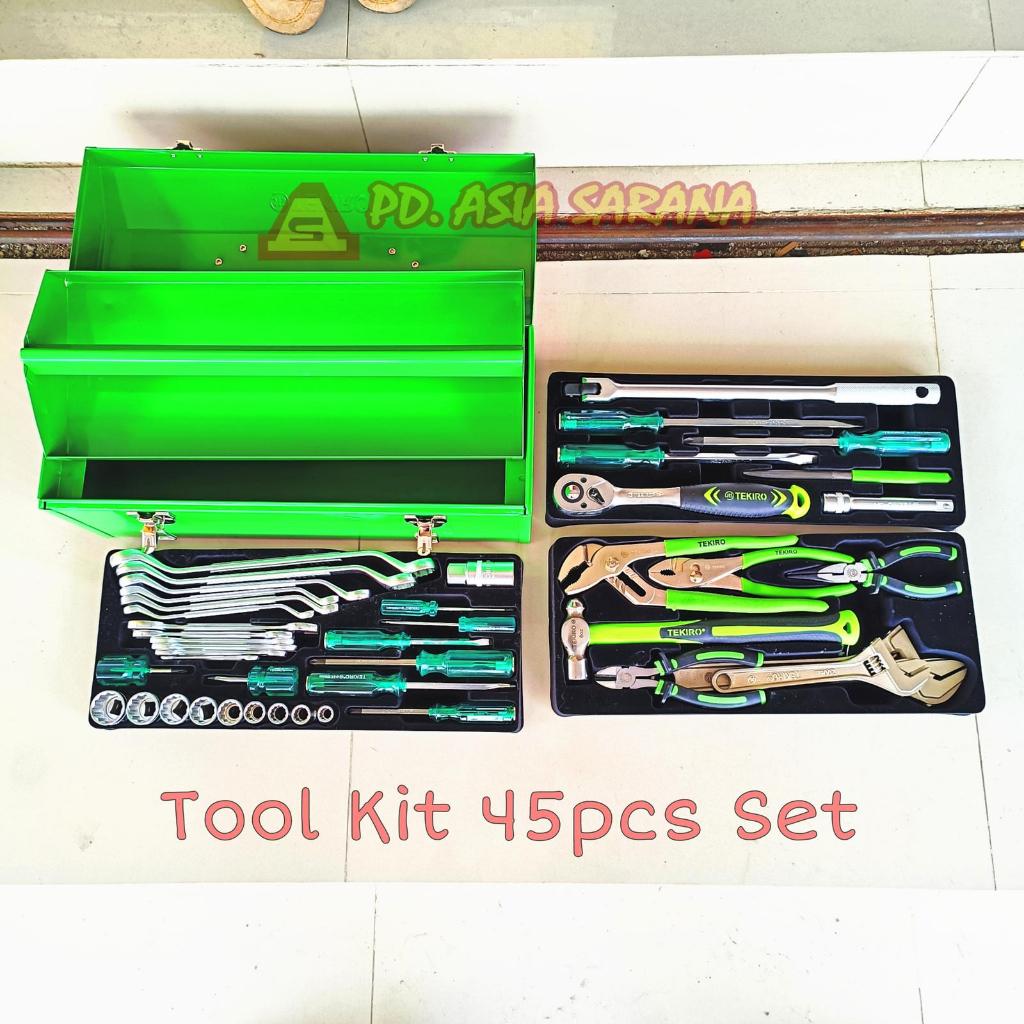 Toolkit Kunci Mekanik 45pcs Set TEKIRO AU-MT0978 Perkakas Tool Box Socket
