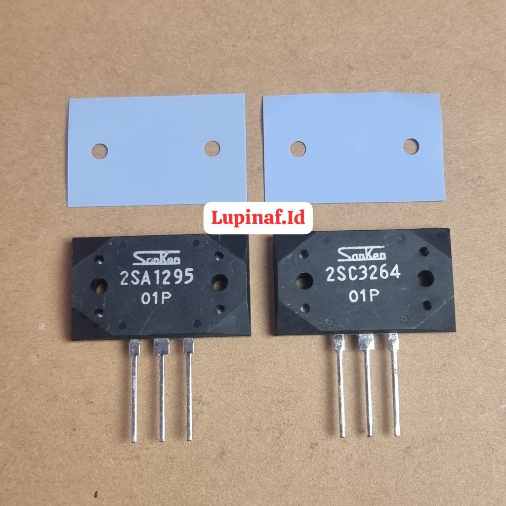 TRANSISTOR ORI 2SA1295 2SC3264 SANKEN JEPANG ORIGINAL 1SET + SA1295 SC3264 1295 3264 + MIKA KARET