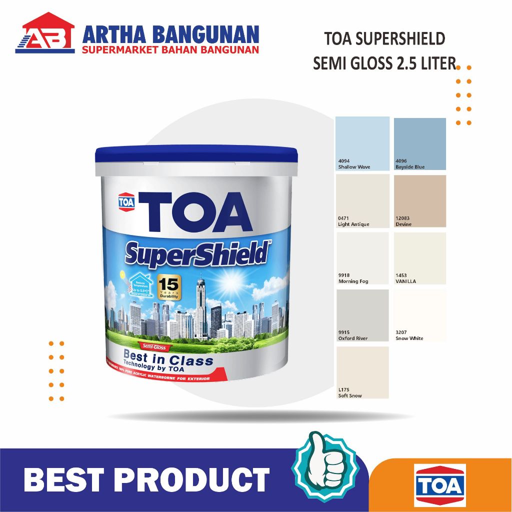 TOA SUPERSHIELD CAT EXTERIOR SEMI GLOSS 2.5 LTR (BISA REQUEST WARNA)