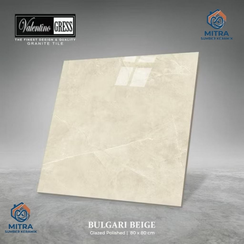 Granite Lantai 80x80 Bulgari Beige | Valentino Gress | Glazed Polished