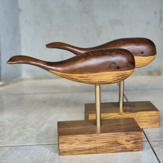 Patung Ikan Hiasan Ukiran Kayu Jati Patung Ikan Paus