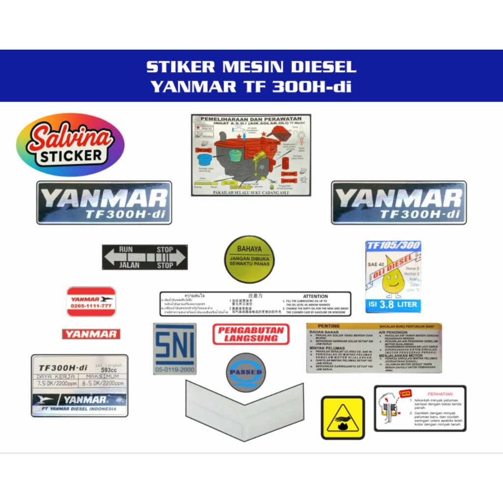 Stiker mesin diesel yanmar TF 300-H