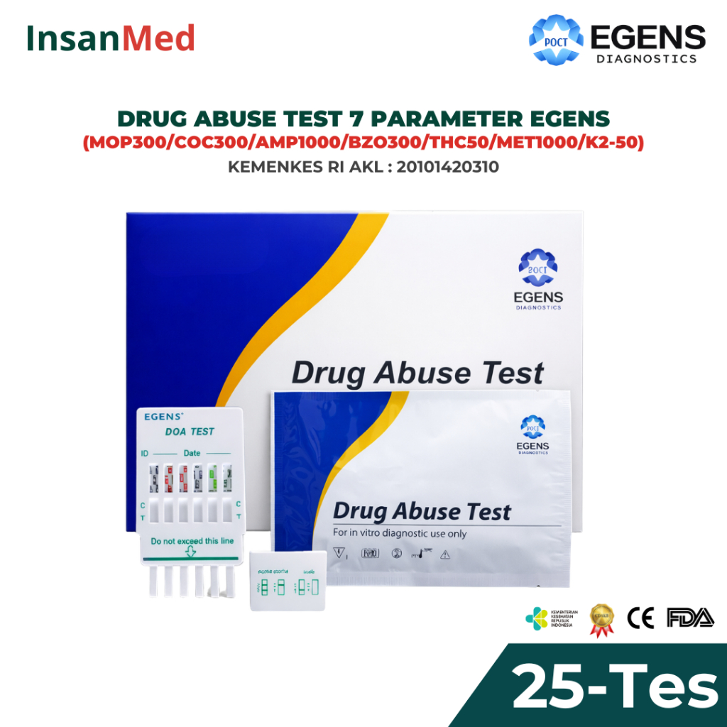 Egens Drug of Abuse Test 7 Parameter K2 – Tes Narkoba Urine Isi 25
