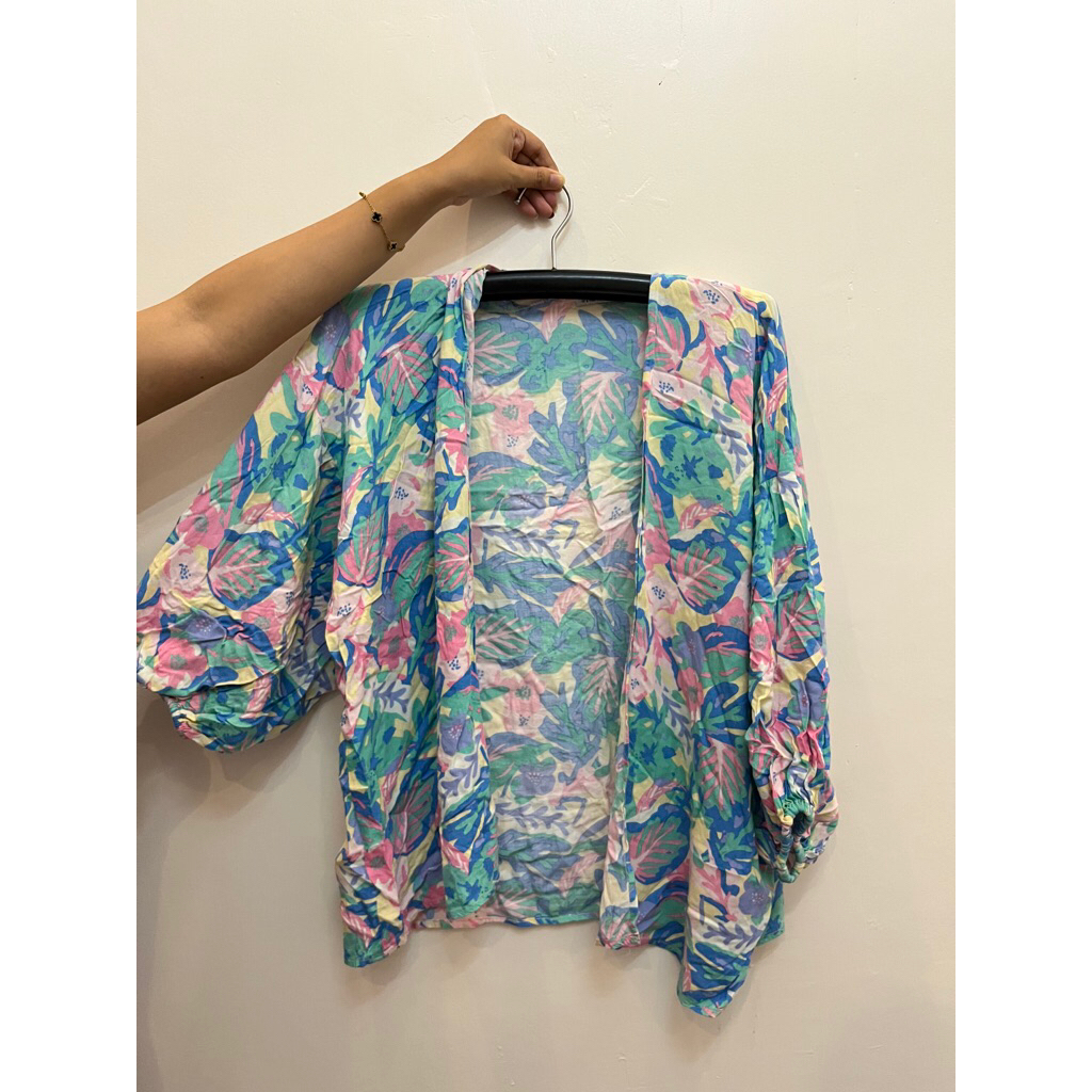 Prelove cardigan motif bunga lengan panjang