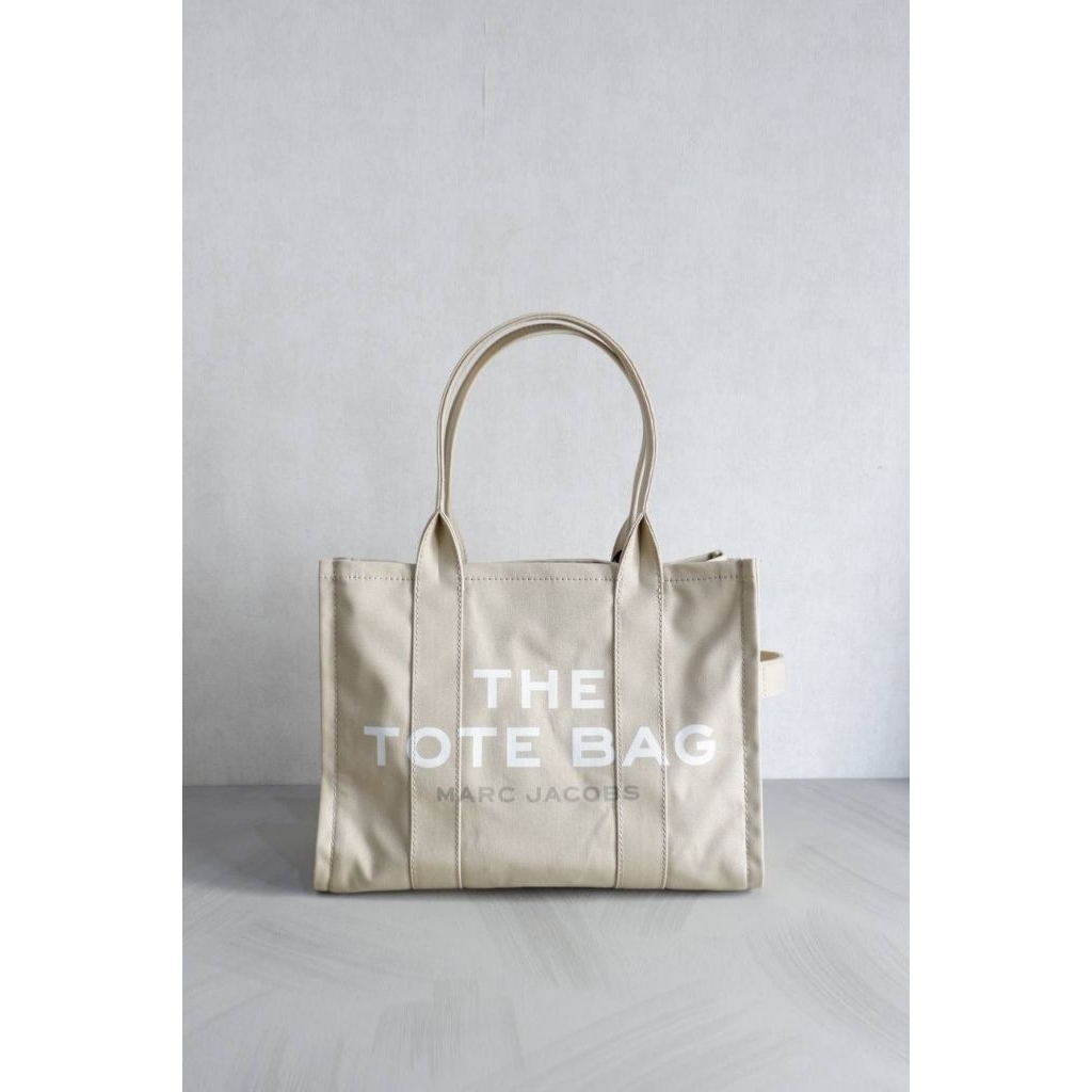 MJ Traveler Tote Bag Large Beige Canvas