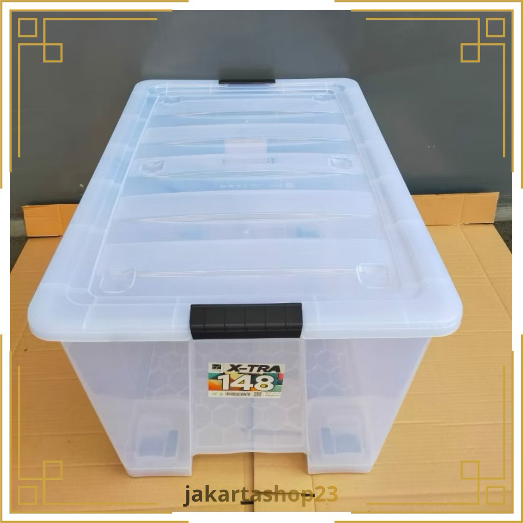 EZY BOX Container EZ 148 Liter Bening Transparan Kontainer Box Plastik Kotak Penyimpanan Xtra Besar 