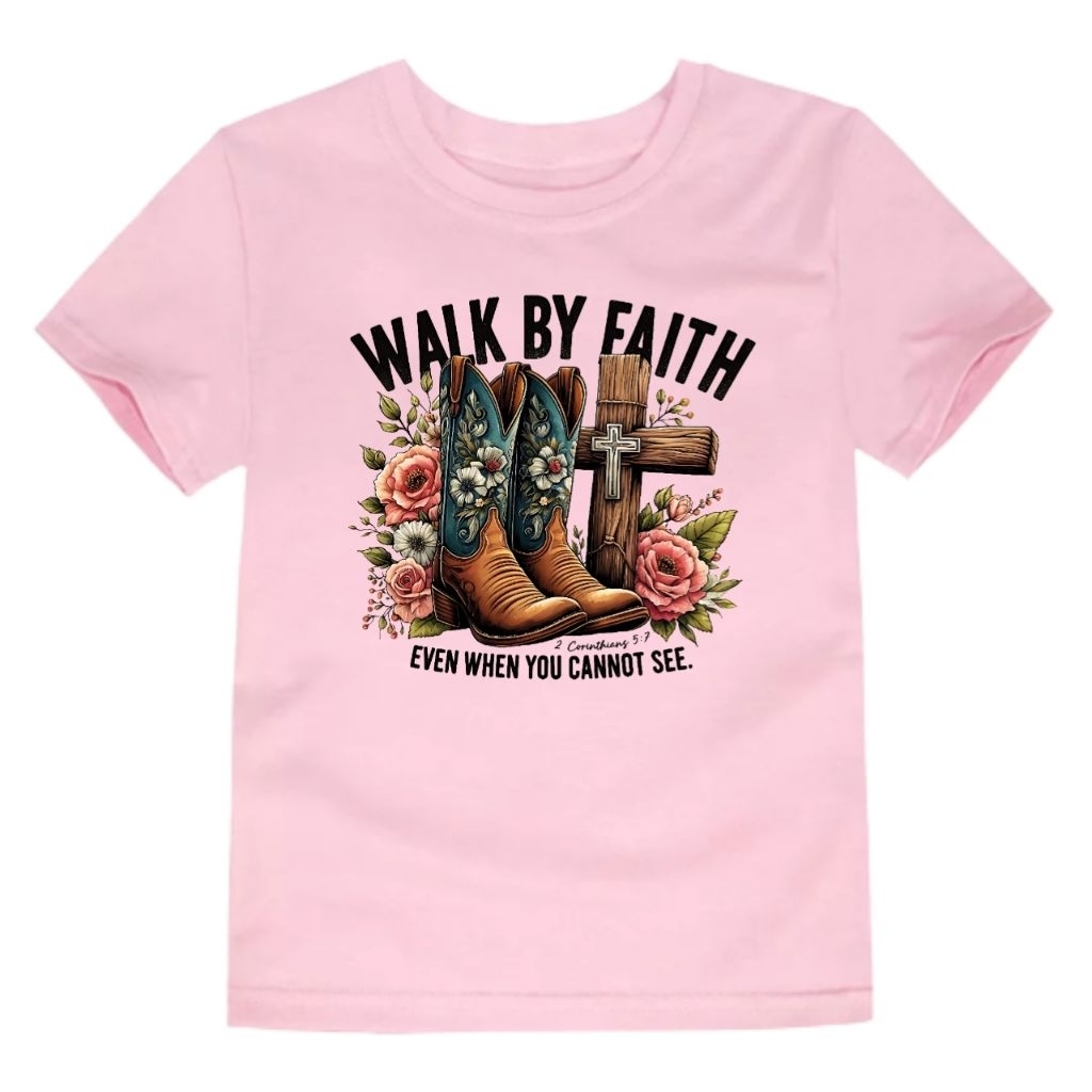 Kaos Katun Size Anak dan Dewasa Walk By Faith Bahan Adem Nyaman