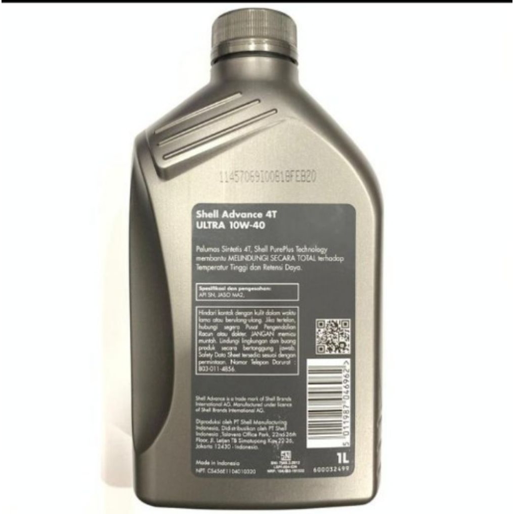 OLI SHELL ULTRA 4T 10W40 FULL SYNTHETIC SATRIA FU VIXION SPORT ORIGINAL100% ORIGINAL SHELL ULTRA
