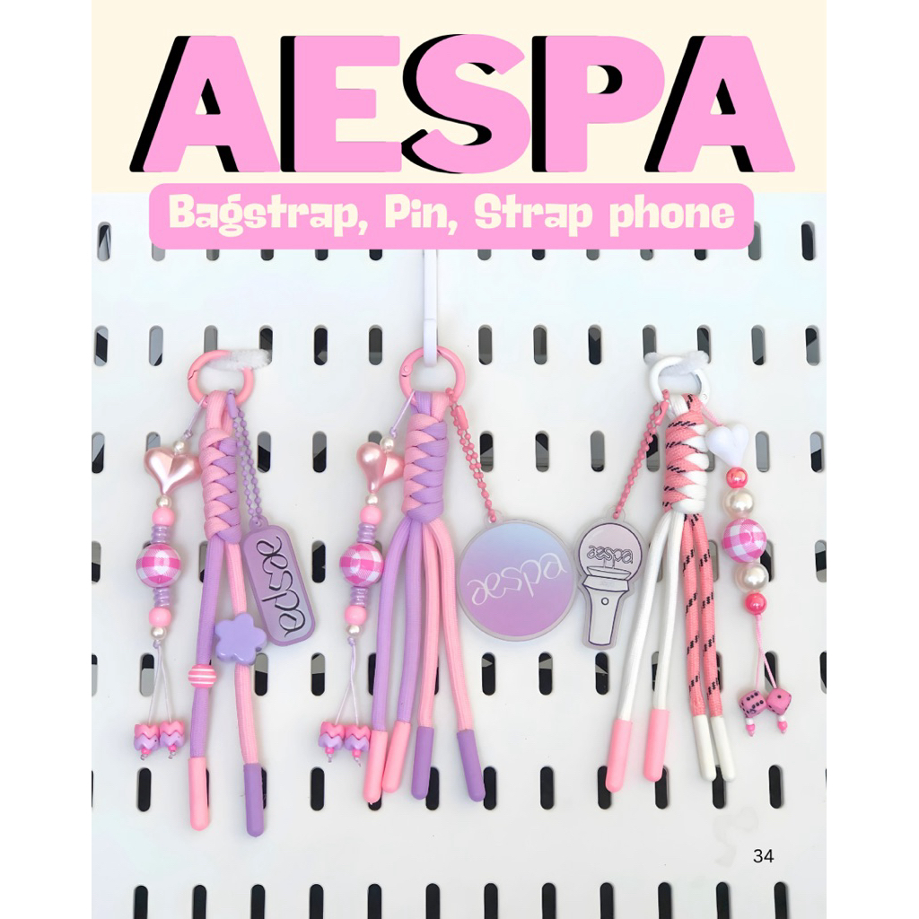 AESPA KPOP keychain, sticker aespa, Strap phone aespa, pin AESPA MERCHANDISE, AESPA BAGCHARM BAGSTRA