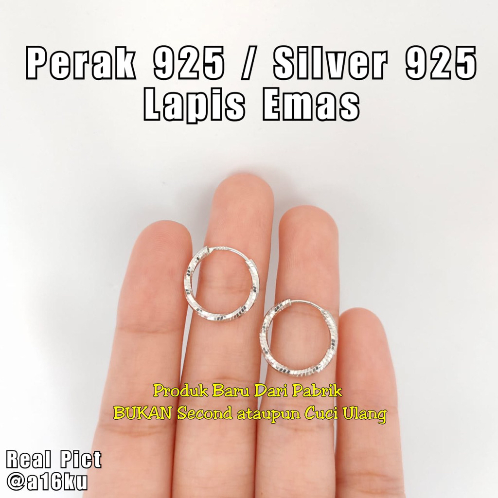 anting bulat bayi anak perak asli 925 lapis emas mas putih asli anti karat awet tahan lama tidak bik