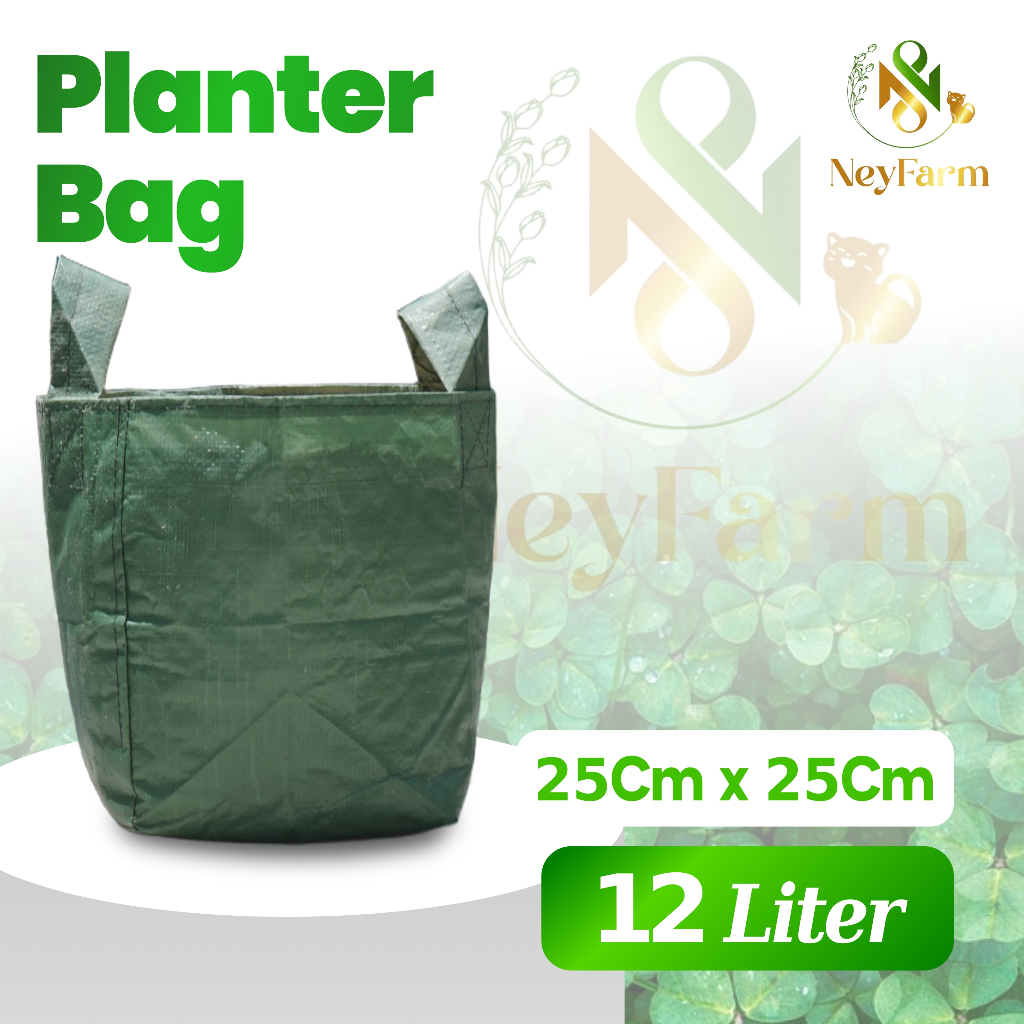 Planter Bag 12 Liter 25x25 Hitam dan Hijau Kuat PlanterBag Tabulampot- Planter Bag