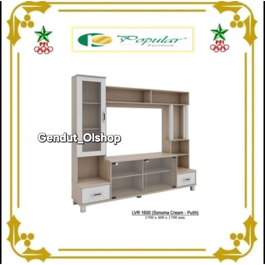 (Khusus Wilayah Kota Palembang) Lemari Rak TV LVR-1600,Lemari Hias/Buffet Hias Minimalis Palembang