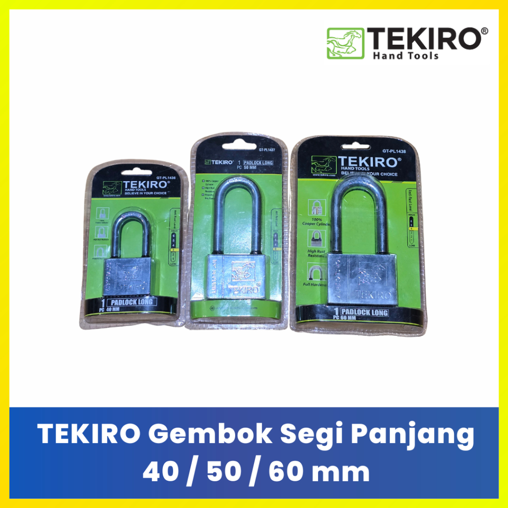 TEKIRO Gembok Kotak Segi Panjang 40/50/60 mm L - Pengaman Pintu Ruko Pagar Gudang Anti Maling
