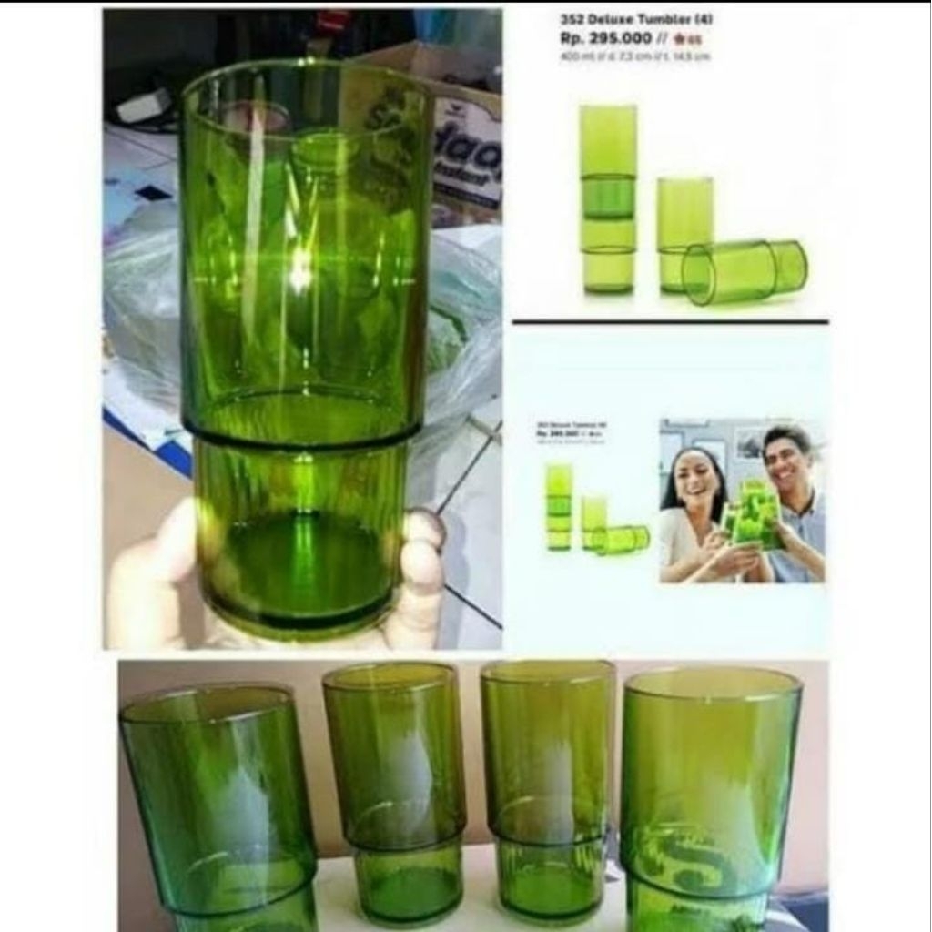 Promo Tupperware gelas kristal 1 set isi 4 pcs Hijau