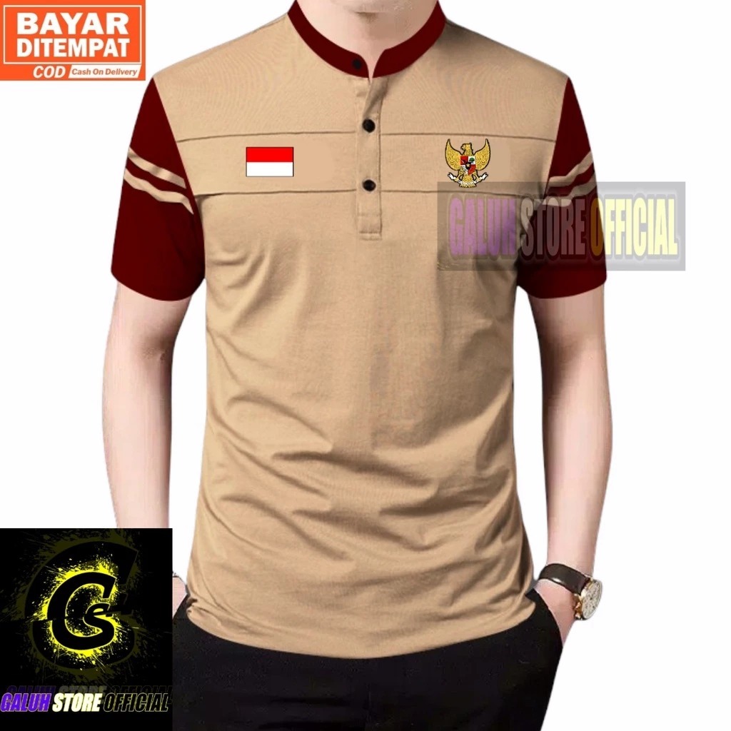 KAOS KERAH SHANGHAI LOGO BORDIR GARUDA BENDERA, KAOS POLO SHIRT, KAOS KERAH SHANGHAI, KAOS LOGO GARU