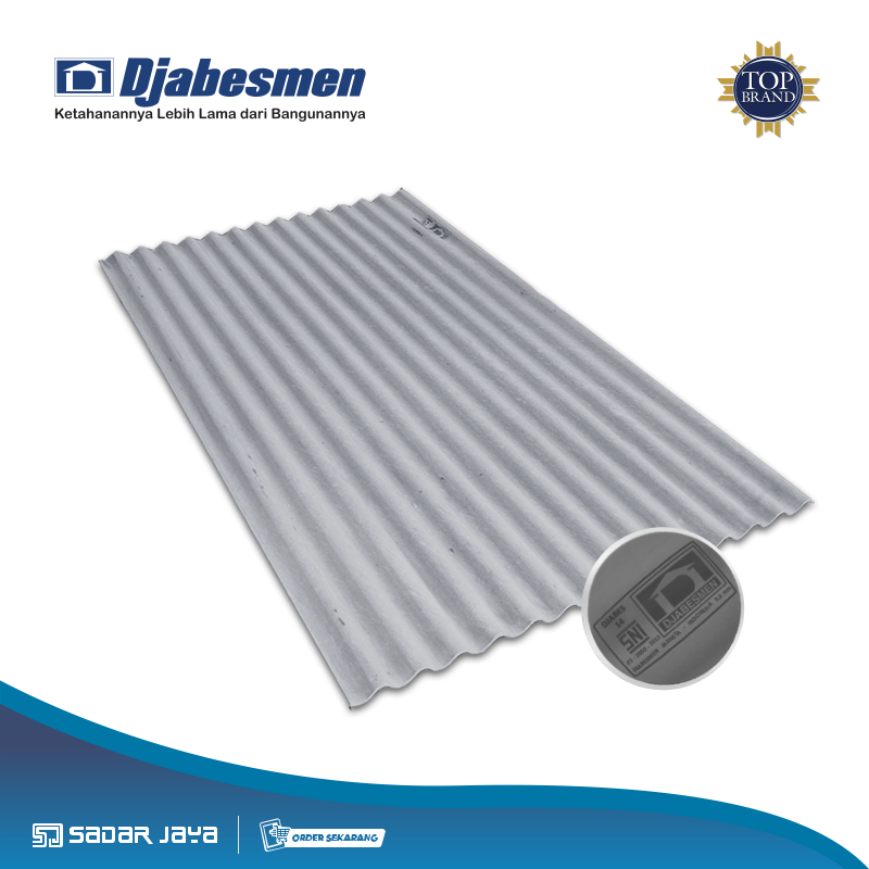 Djabesmen Asbes Djabes 14 Atap Gelombang Kecil Fiber Semen ( Pembelian Minimal 100 Lembar )