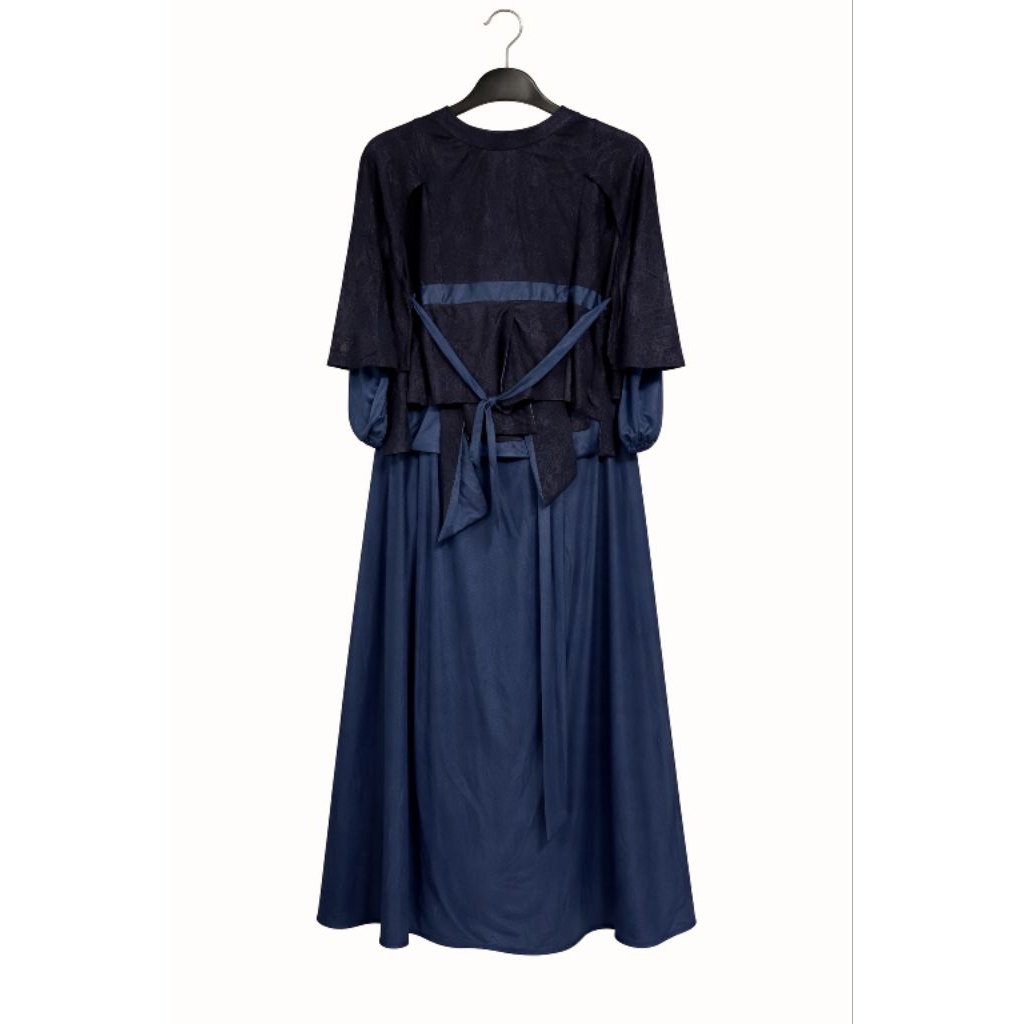 set atasan dan rok brukat wanita warna navy gamis lebaran pesta mewah