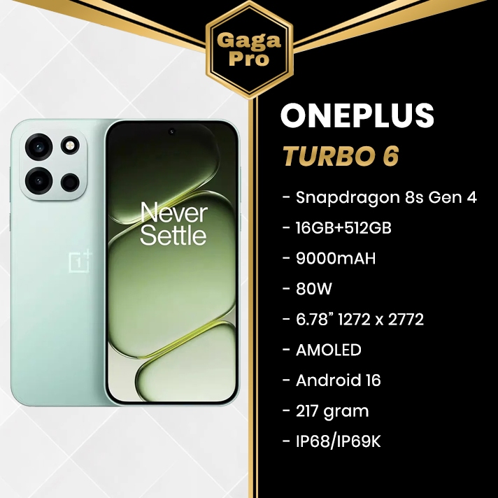 Oneplus Turbo 6 5G 16GB+512GB Snapdragon 8s Gen 4 6.78''AMOLED 9000mAh 80W Android 16