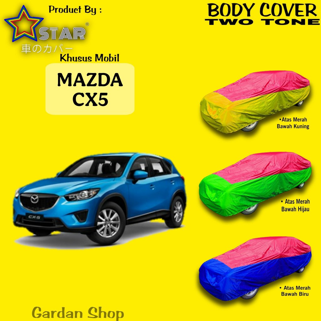 Sarung Mobil MAZDA CX5 Two Tone Kombinasi Warna Body Cover MAZDA CX5 Dual Colour Merah Kuning Hijau 