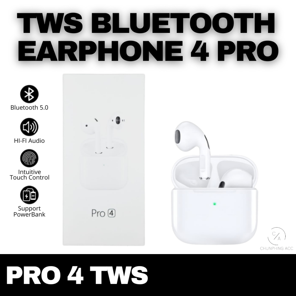 TWS BLUETOOTH PRO 4 TWS GAMING BASS WITH MIC TOUCH WATERPROOF WIRELESS EARPHONE BLUETOOTH ANDROID