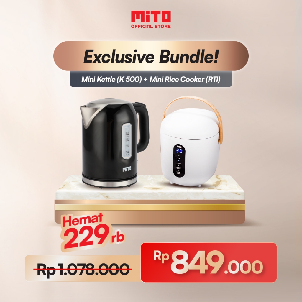 MITO Electric Kettle Mini K500 1L | Teko Listrik Pemanas Air