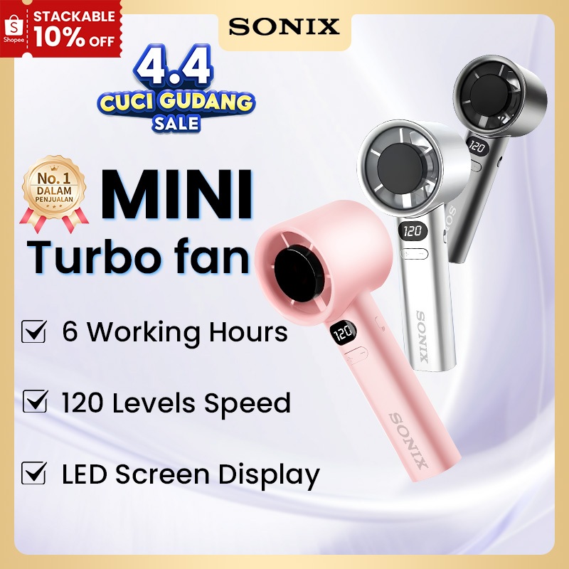 Sonix Mini Fan SF04 Kipas Angin Portable Genggam Strong Cooling Turbo Fan High Speed 120 Gear Wind D