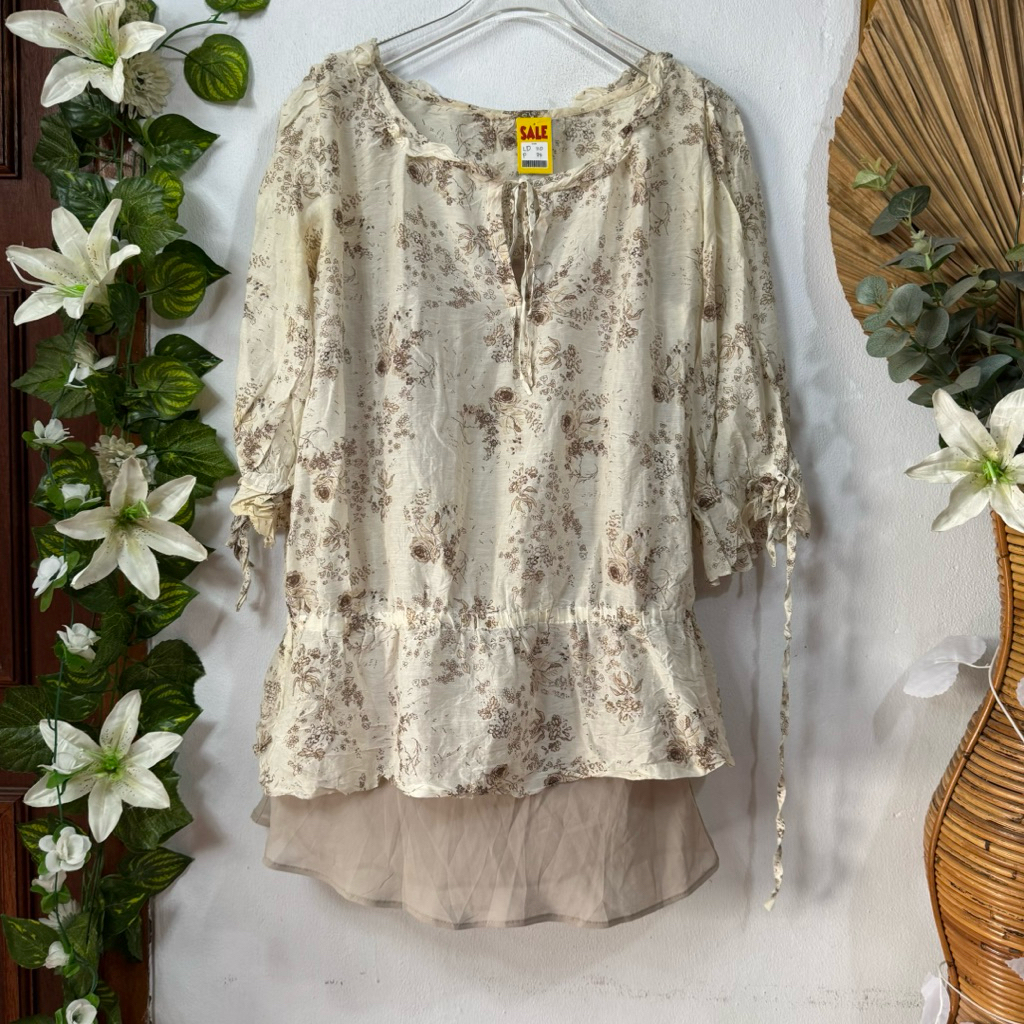 Blouse Chiffon Cream floral