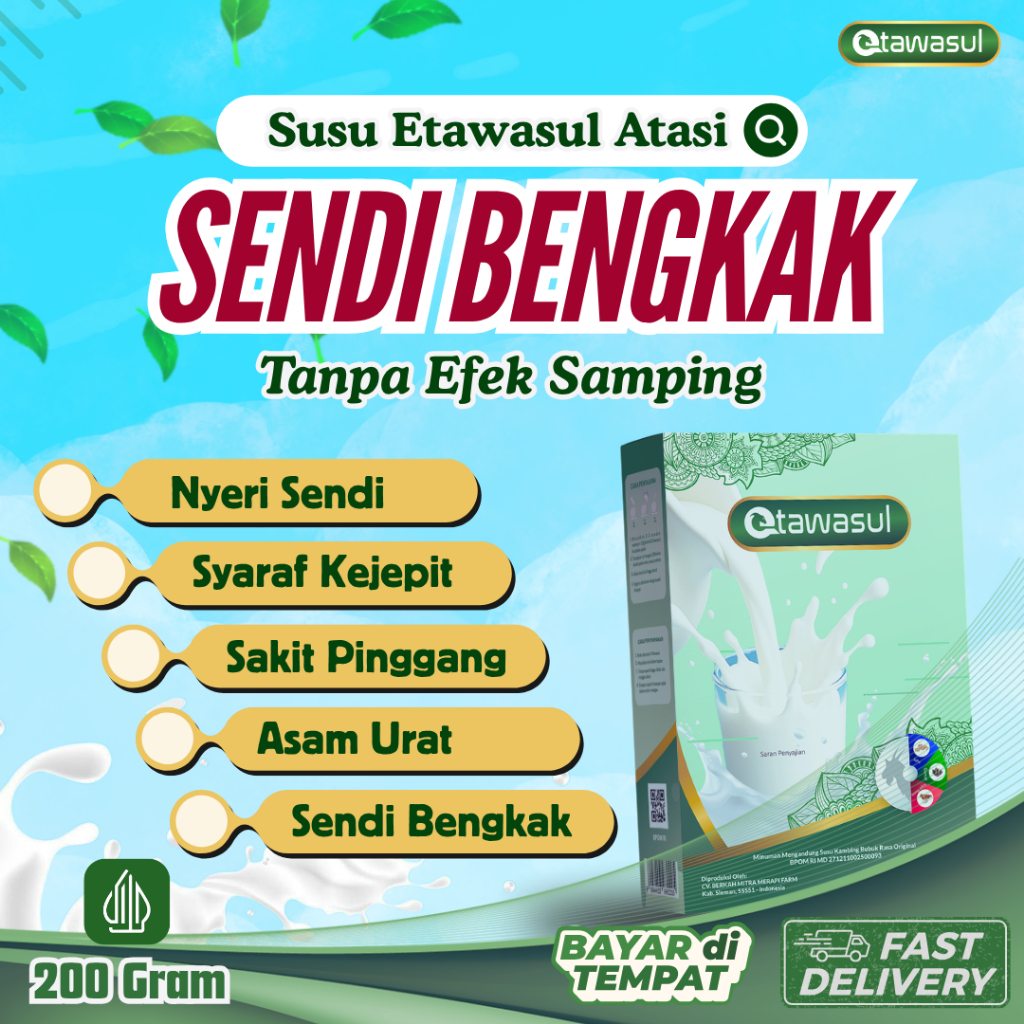 Etawasul Susu Tulang dan Sendi bermanfaat untuk Sendi bengkak, patah tulang, asam urat, 200gr BPOM