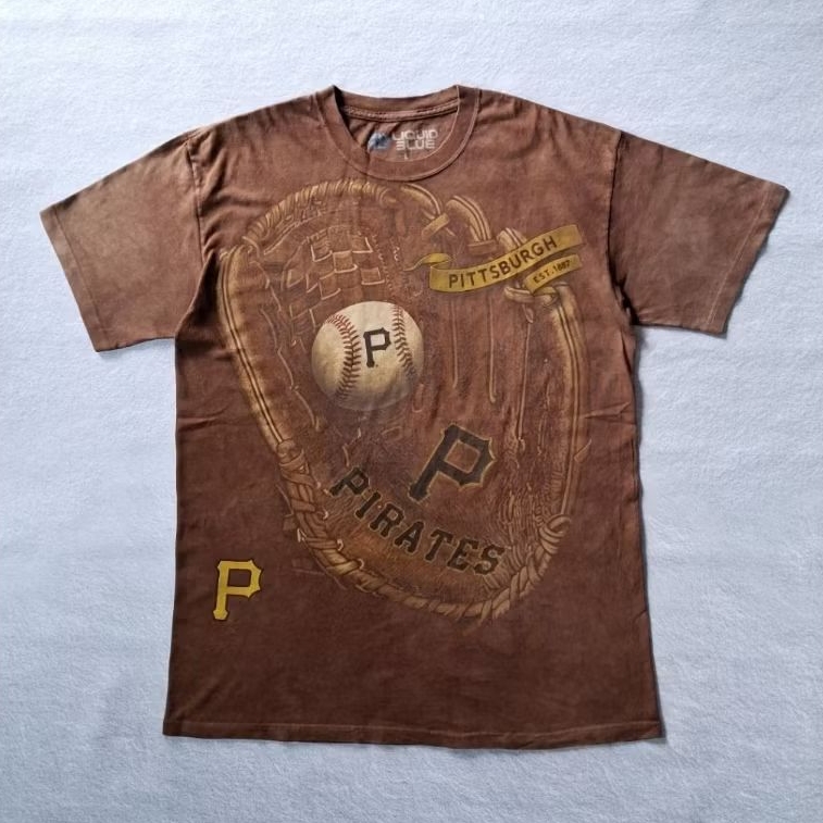 MLB PITTSBURGH PIRATES GLOVE BY LIQUID BLUE 2016 BROWN WASHED TEES MADE IN USA