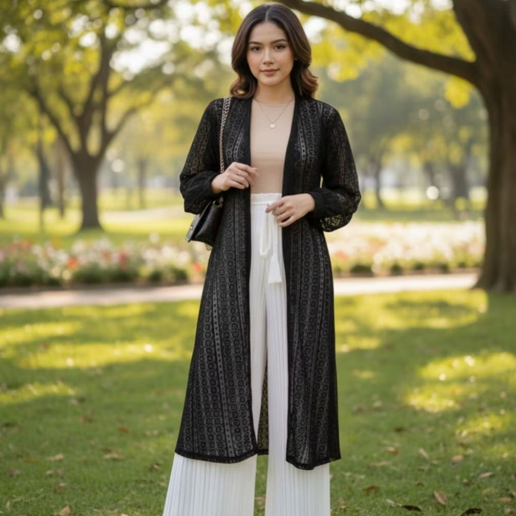 Kardigan Brukat / Cardigan Brukat panjang /Cardigan Brocade /outer burkat panjang