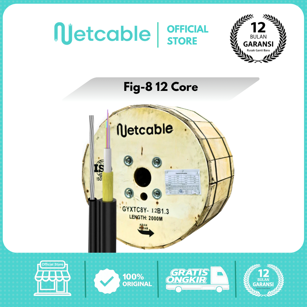 NETCABLE Kabel Fiber Optik Mini Fig 8 12 Core 2KM | Kabel FO Fig8 2000 meter