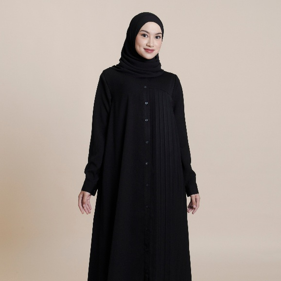 Elzatta Baju Muslim Wanita Gamis Kancing Pleats