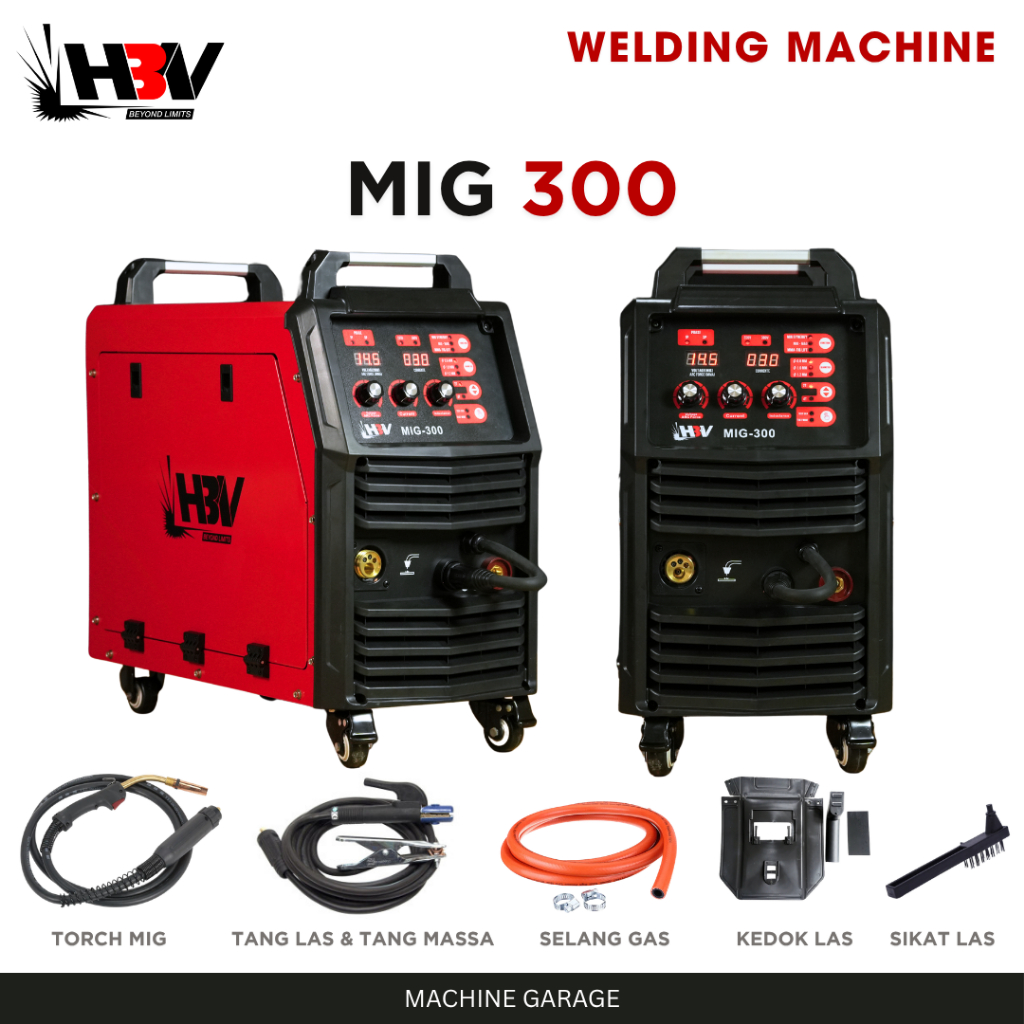 Mesin Las MIG 300 HBV CO2 1 Fasa 220V 3 Fasa 380V Otomatis 2 Fungsi Las MIG MMA Kawat Gulung Bengkel Industri Pabrik