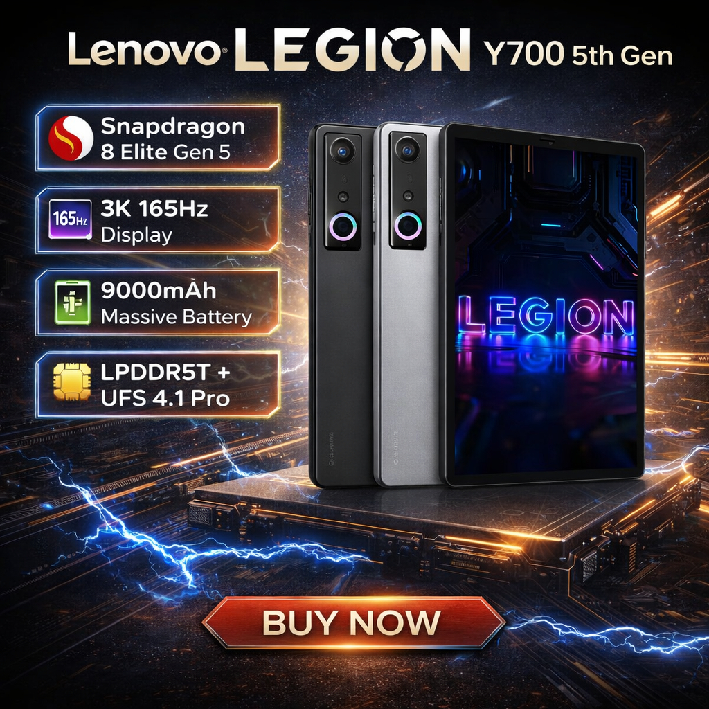 Lenovo Legion Y700 5th Gen Gaming Tablet Snapdragon 8 Elite Gen 5 3K 165Hz Display 9000mAh Battery L