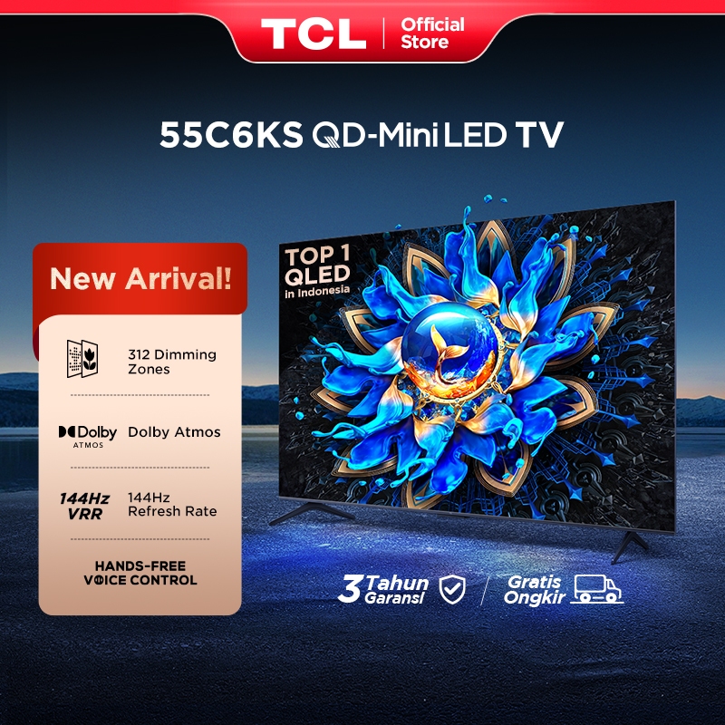 TCL 4K QD-Mini LED TV 55 Inch C6KS - High HDR Brightness - Dolby Vision & Atmos - IMAX Enhanced - 14