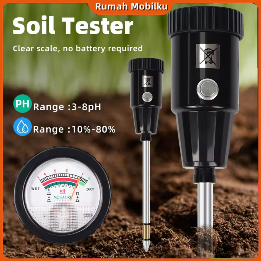 Alat Pengukur Tanah 2 in 1 PH Meter - Soil Analyzer Tester, Akurat Ukur PH Tanah, Praktis untuk Tama