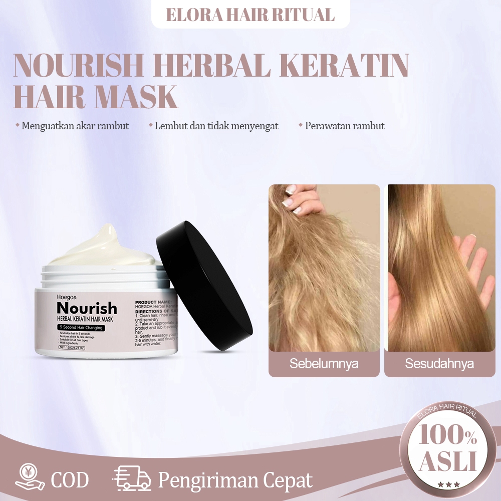 Hoegoa Herbal Keratin Hair Mask 120g Serum Rambut Keratin Hair Smoothing Hair Treatmen Memperkuat Ak