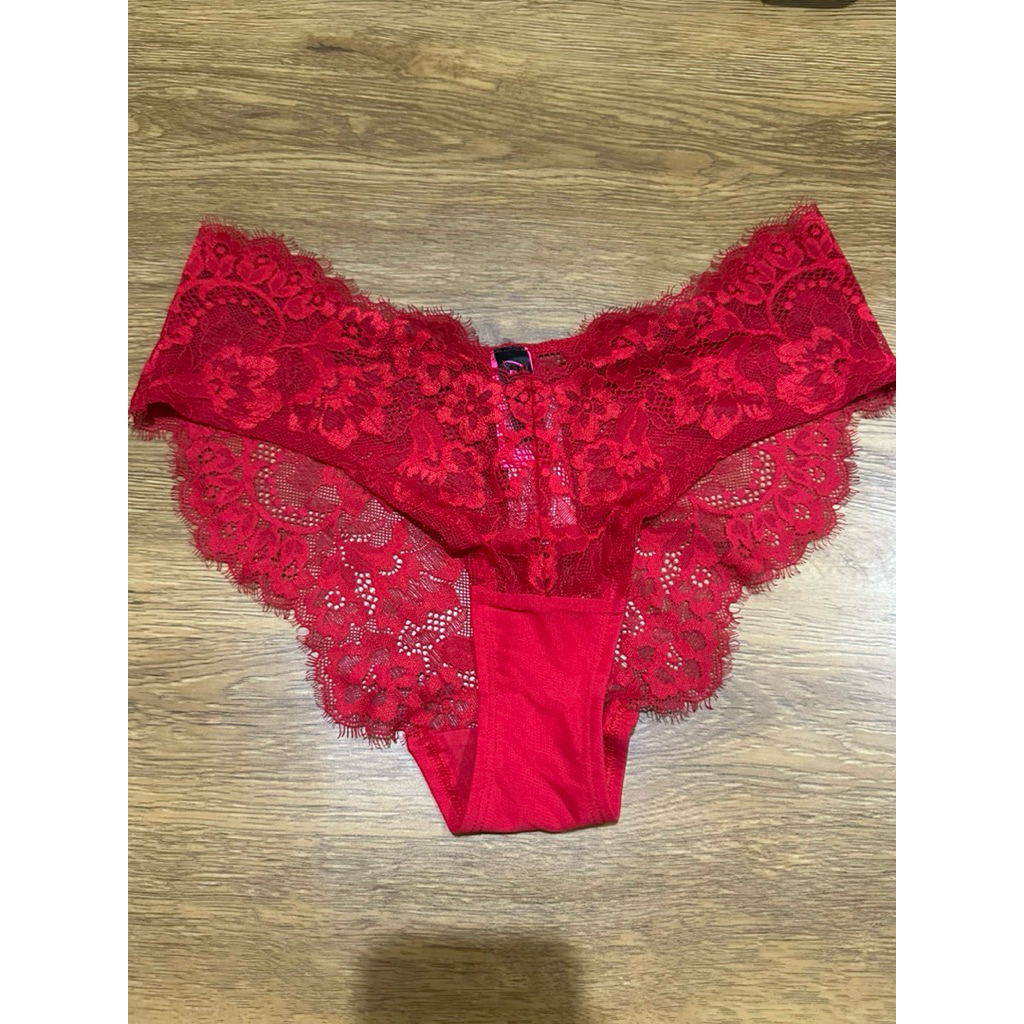 La senza Diva Cheeky Luminary Candy Cane Panties LaSenza Sexy Red Lace Panty Celana Dalam Renda Mera