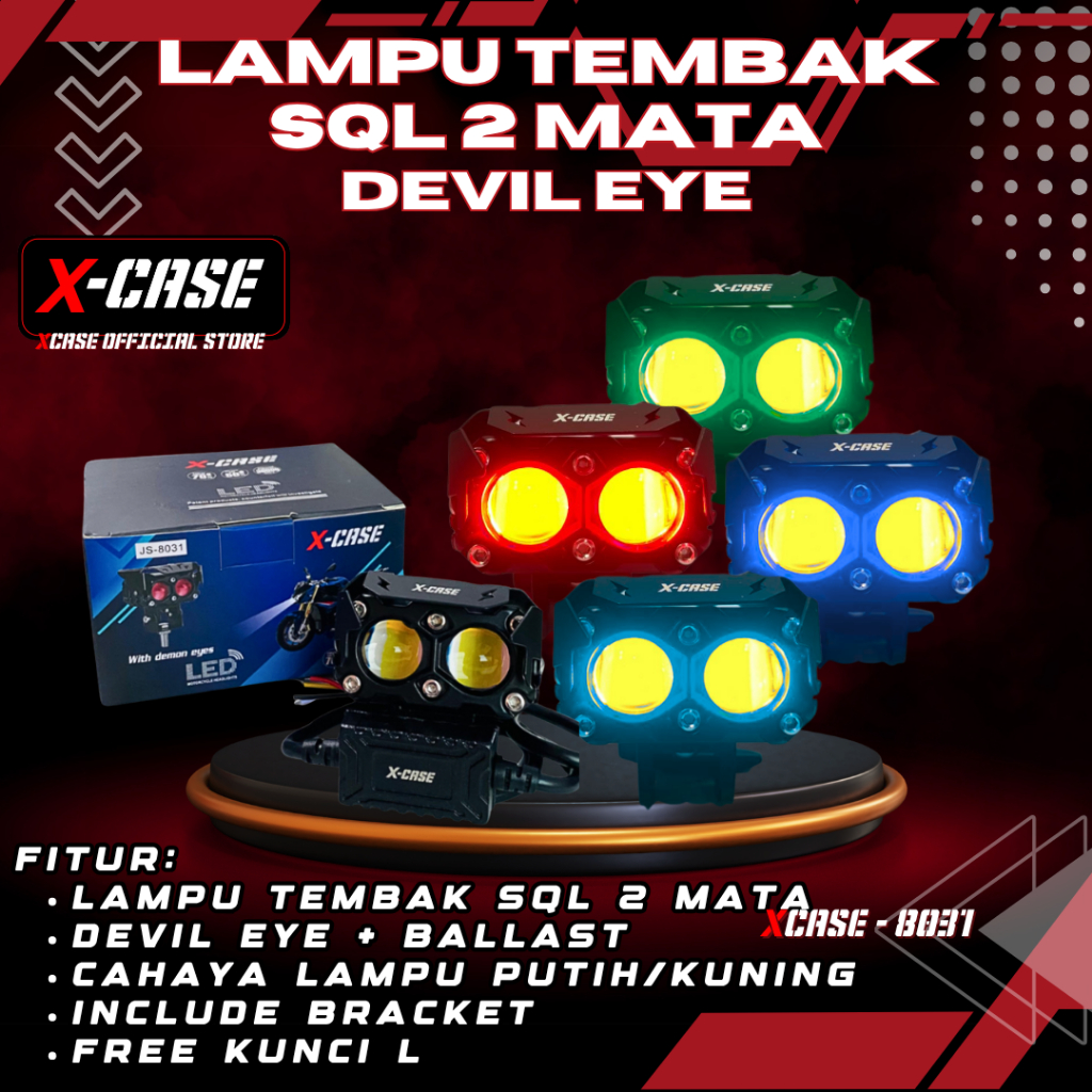 Lampu Tembak LED 2 Mata Superbright dengan Ballast Universal untuk Mobil dan Motor