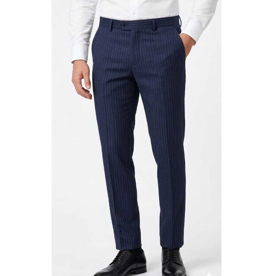 Carlos Moreno Celana Slimfit premium bergaris bahan katun premium 100% warna navy