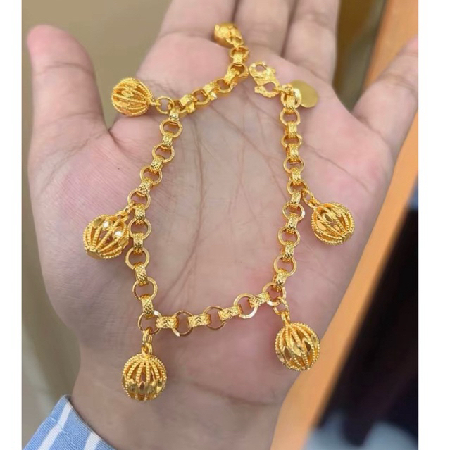 ayrahaccesories gelang rantai bola lapis emas 24k