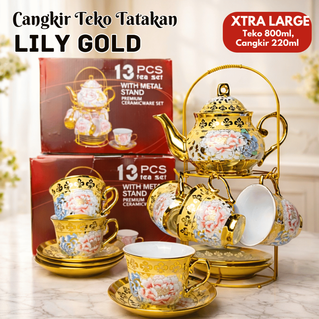 Hampers Tea Set Keramik Cangkir Teko Tatakan ALL IN 1 MERK Pajangan Set Souvenir Gelas Mug Mewah no 