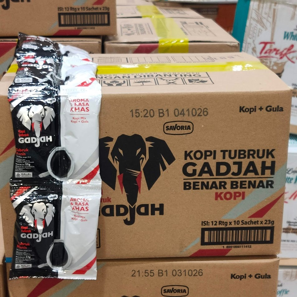 Kopi Tubruk Gajah Gula Pisah 1 Dus Isi 12 Renceng FMCG Kopi Tubruk Gula Pisah