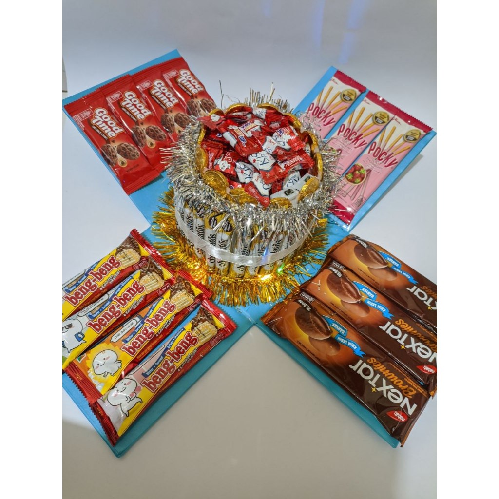 Snack Box Explosion Lampu LED  Hadiah Kado Ulang Tahun Pacar Sahabat  Snack Tower Wisuda Mewah
