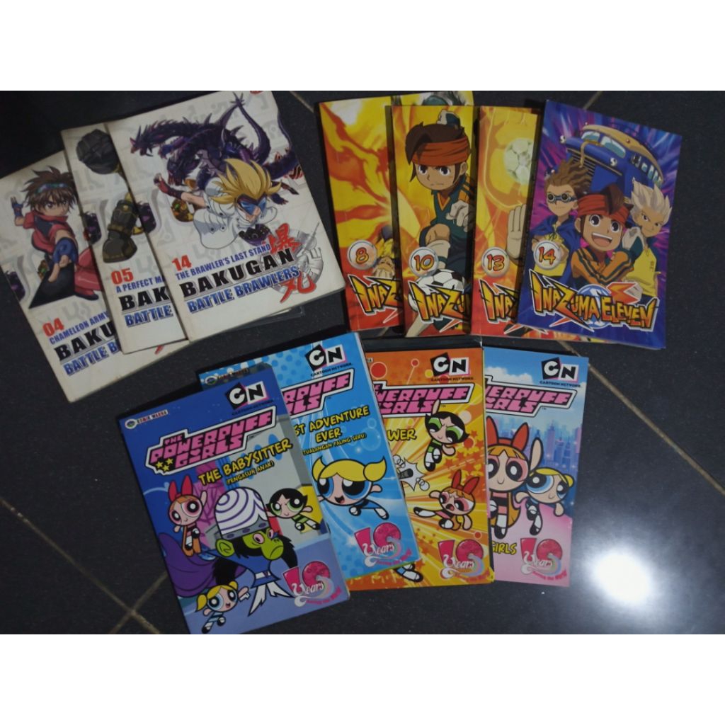 PRELOVED Buku Komik serial Bakugan, Powerpuff dan Inazuma