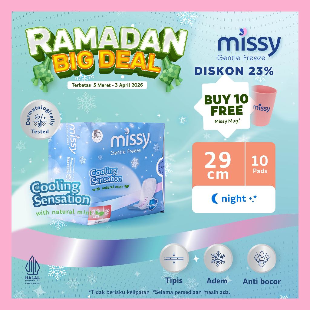 Pembalut MISSY NIGHT / Pembalut HERBAL Kesehatan  Wanita Bersalin / Wings 290mm 10 pads / Perawatan 