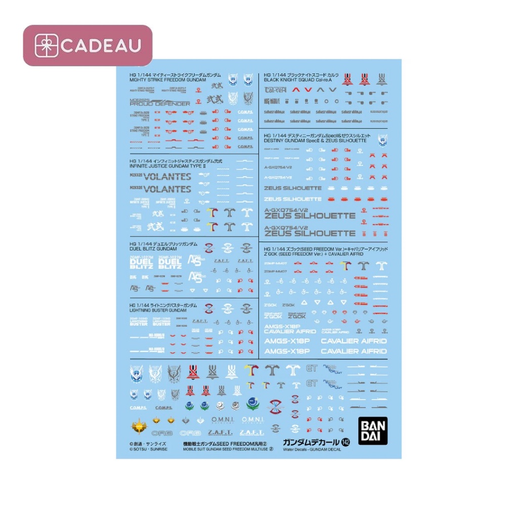 Bandai Gundam Decal 142 Mobile Suit Gundam Seed Freedom Multi Use