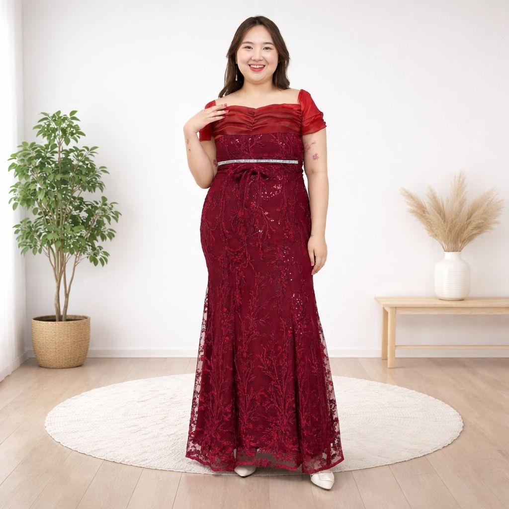 Long Dress Ukuran Jumbo Size Fashion Korea Gaun Pesta Kondangan, Chinese 1240JMB